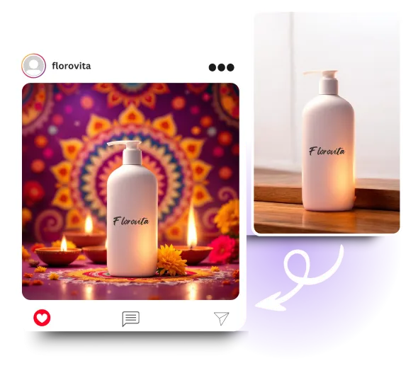 Create Ads & Socials using AI Diwali Product Photoshoot